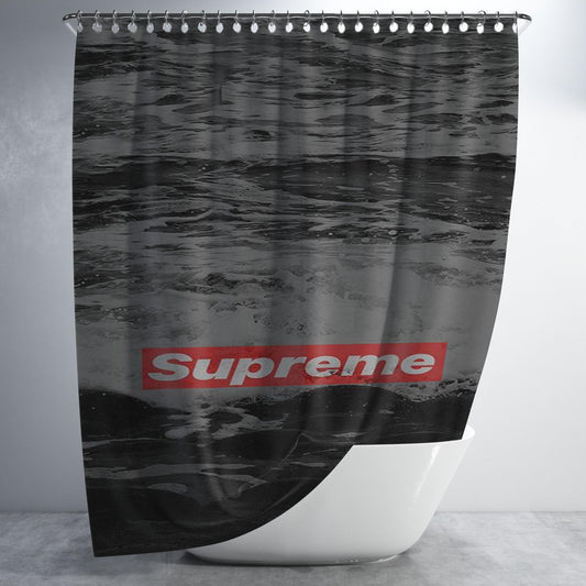 Supreme Logo Ocean Bathroom Shower Curtain Fabric Waterproof | 66 X 72 Inch