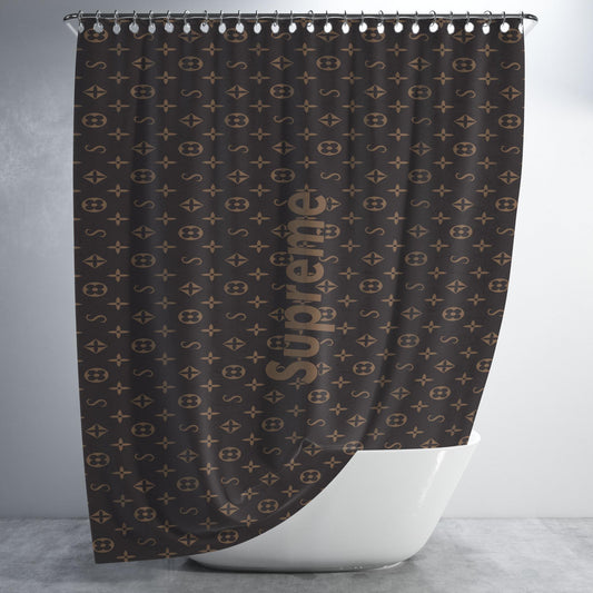 Supreme Louis Vuitton Pattern Bathroom Shower Curtain Fabric Waterproof | 66 X 72 Inch