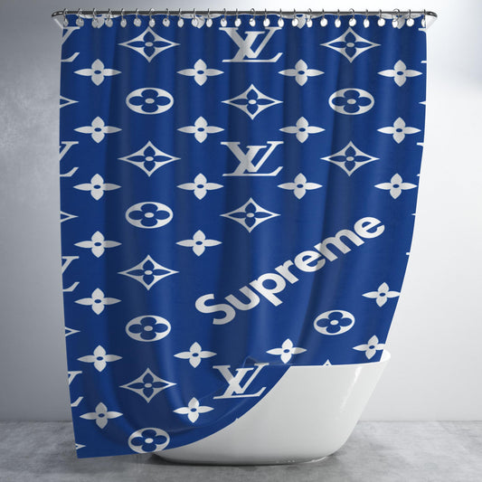 Supreme Lv Blue Bathroom Shower Curtain Fabric Waterproof | 66 X 72 Inch
