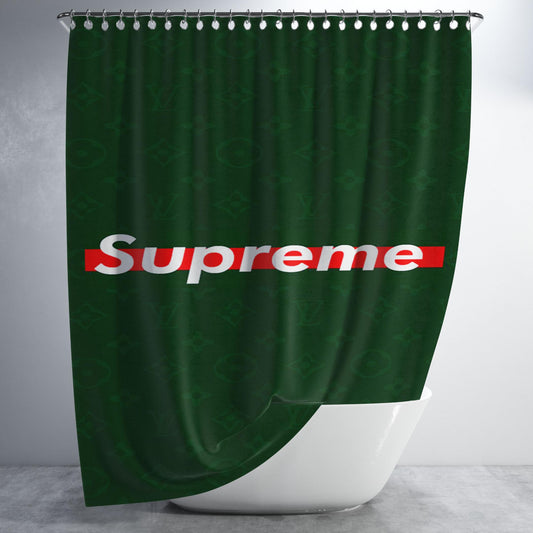 Supreme Lv Green Bathroom Shower Curtain Fabric Waterproof | 66 X 72 Inch