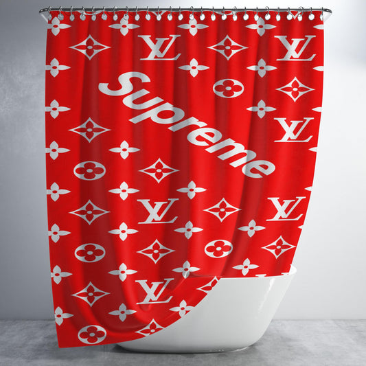 Supreme Lv Red Bathroom Shower Curtain Fabric Waterproof | 66 X 72 Inch