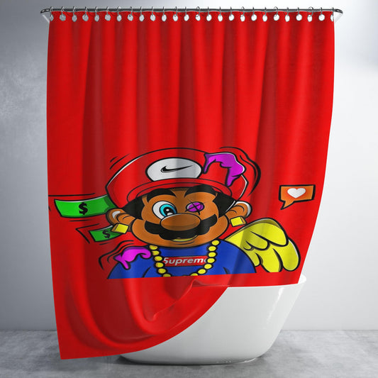 Supreme Mario Bathroom Shower Curtain Fabric Waterproof | 66 X 72 Inch