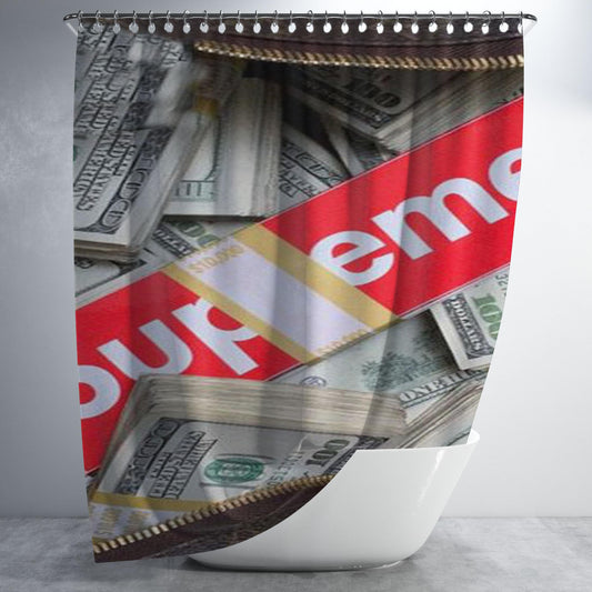 Supreme Money Bathroom Shower Curtain Fabric Waterproof | 66 X 72 Inch
