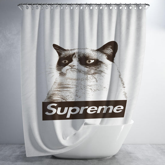 Supreme Nope Cat Bathroom Shower Curtain Fabric Waterproof | 66 X 72 Inch