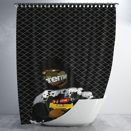 Supreme On Crazy Biker Bathroom Shower Curtain Fabric Waterproof | 66 X 72 Inch