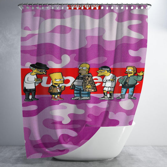Supreme Pink Camo Bathroom Shower Curtain Fabric Waterproof | 66 X 72 Inch