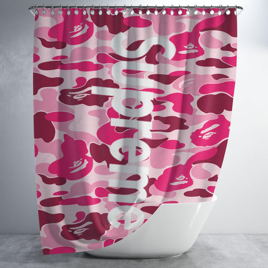 Supreme Pink Bathroom Shower Curtain Fabric Waterproof | 66 X 72 Inch