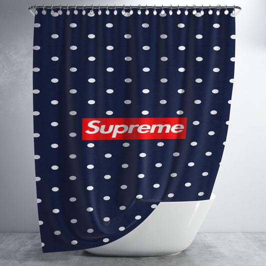 Supreme Polkadot Bathroom Shower Curtain Fabric Waterproof | 66 X 72 Inch