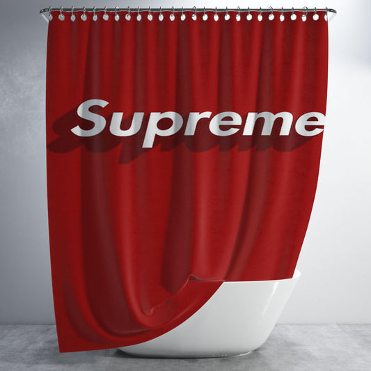 Supreme Red 3D Bathroom Shower Curtain Fabric Waterproof | 66 X 72 Inch