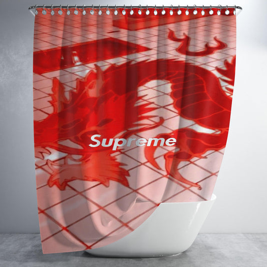 Supreme Red Dragon Bathroom Shower Curtain Fabric Waterproof | 66 X 72 Inch