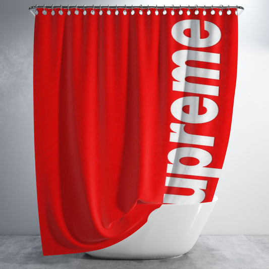 Supreme Red Logo Bathroom Shower Curtain Fabric Waterproof | 66 X 72 Inch