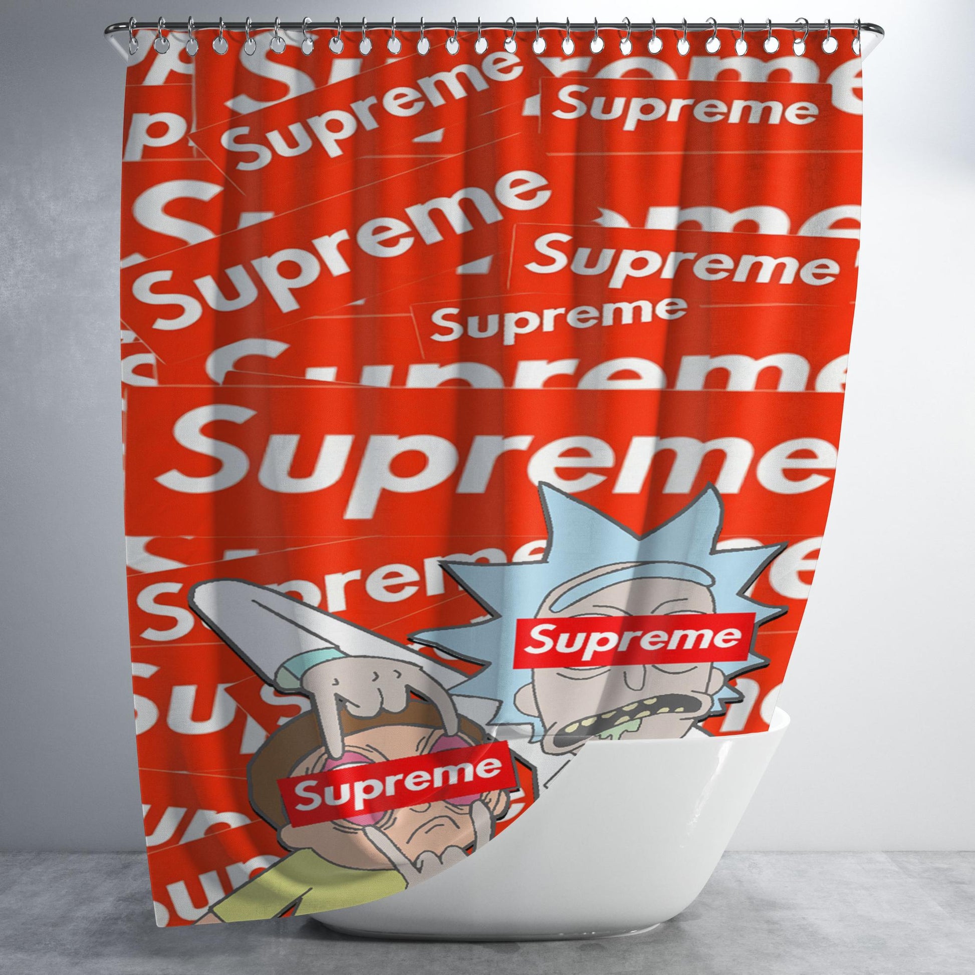 Supreme Rick And Morty Hype Eye Bathroom Shower Curtain Fabric Waterproof | 66 X 72 Inch
