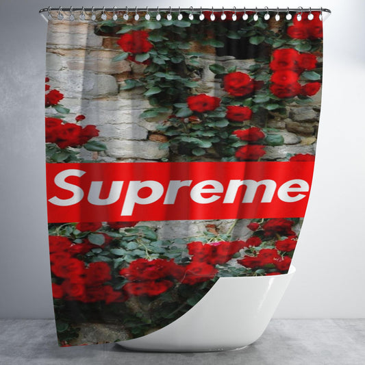 Supreme Rose Natural Bathroom Shower Curtain Fabric Waterproof | 66 X 72 Inch