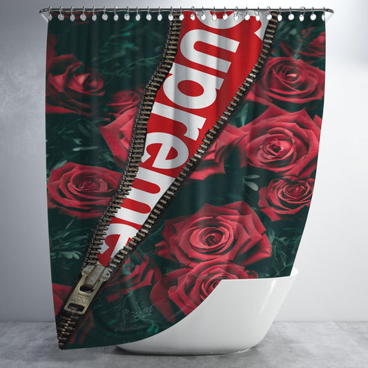 Supreme Roses Bathroom Shower Curtain Fabric Waterproof | 66 X 72 Inch