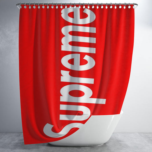 Supreme Simple Logo Bathroom Shower Curtain Fabric Waterproof | 66 X 72 Inch