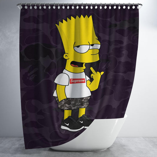 Supreme Simpson Bathroom Shower Curtain Fabric Waterproof | 66 X 72 Inch
