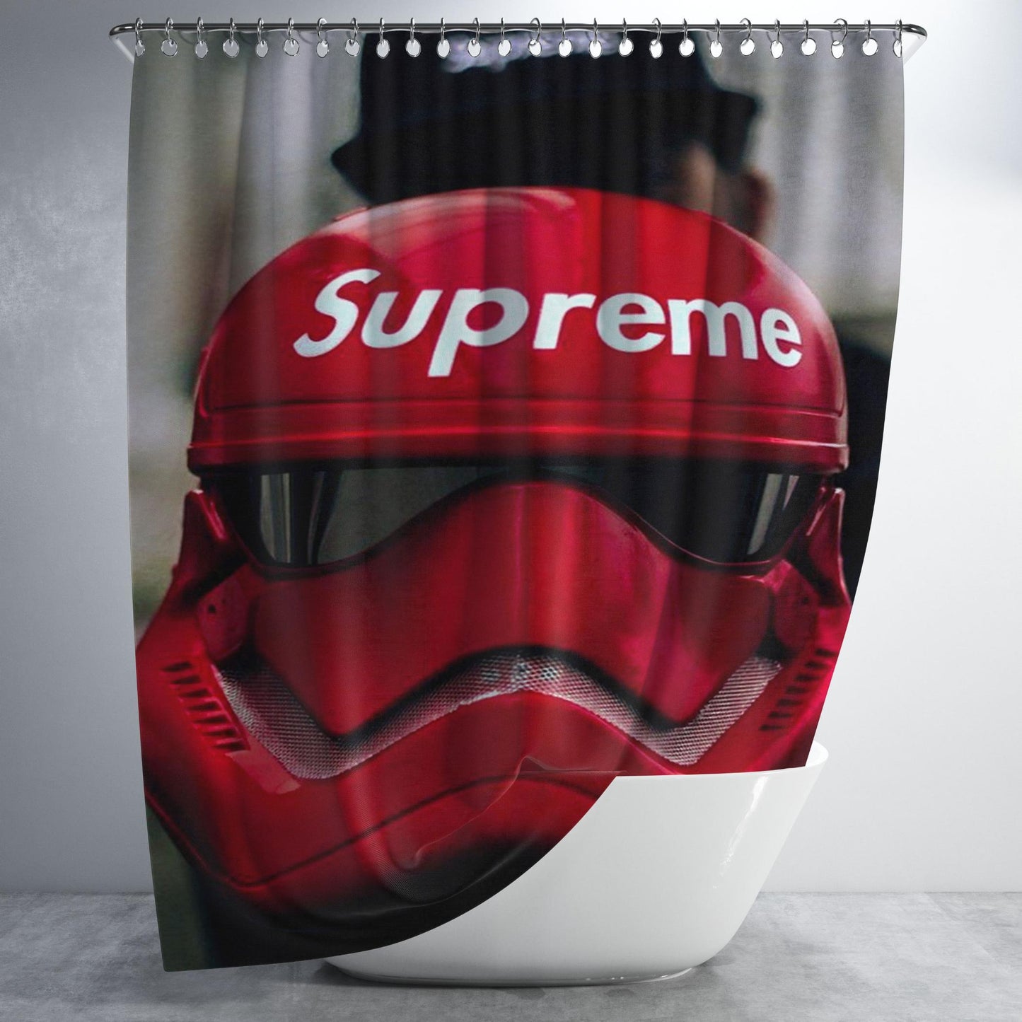 Supreme Star Wars Helmet Bathroom Shower Curtain Fabric Waterproof | 66 X 72 Inch
