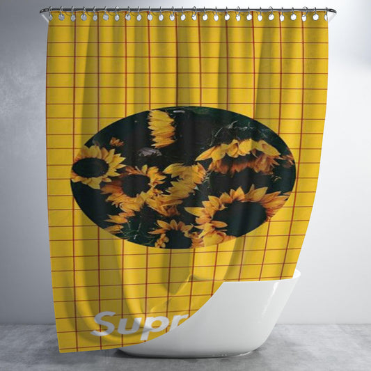 Supreme Sunflower Bathroom Shower Curtain Fabric Waterproof | 66 X 72 Inch