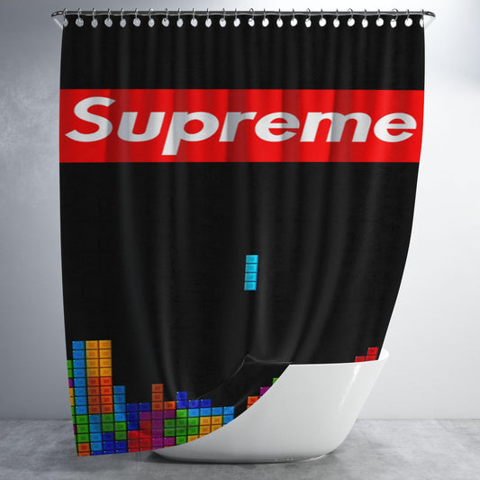 Supreme Tetris Bathroom Shower Curtain Fabric Waterproof | 66 X 72 Inch