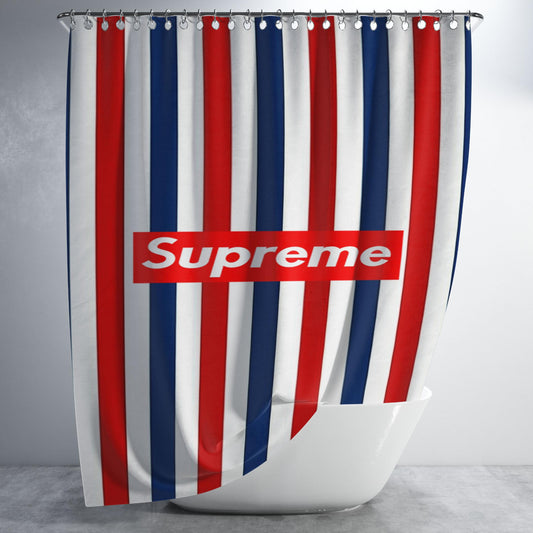 Supreme Tri Line Bathroom Shower Curtain Fabric Waterproof | 66 X 72 Inch