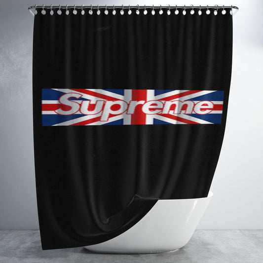 Supreme Uk Box Logo Bathroom Shower Curtain Fabric Waterproof | 66 X 72 Inch