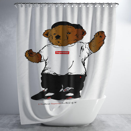 Supreme Unofficial Lo Bear Kick Rocks Bathroom Shower Curtain Fabric Waterproof | 66 X 72 Inch