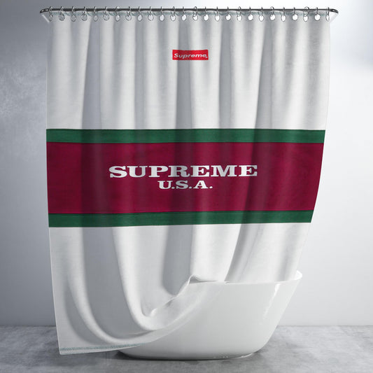 Supreme Usa Bathroom Shower Curtain Fabric Waterproof | 66 X 72 Inch