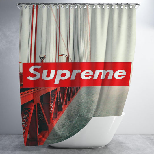 Supreme View Red Bathroom Shower Curtain Fabric Waterproof | 66 X 72 Inch