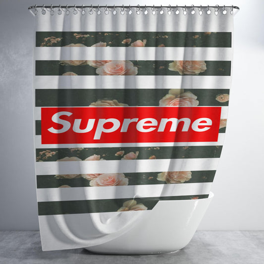Supreme Wallpaper Bathroom Shower Curtain Fabric Waterproof | 66 X 72 Inch