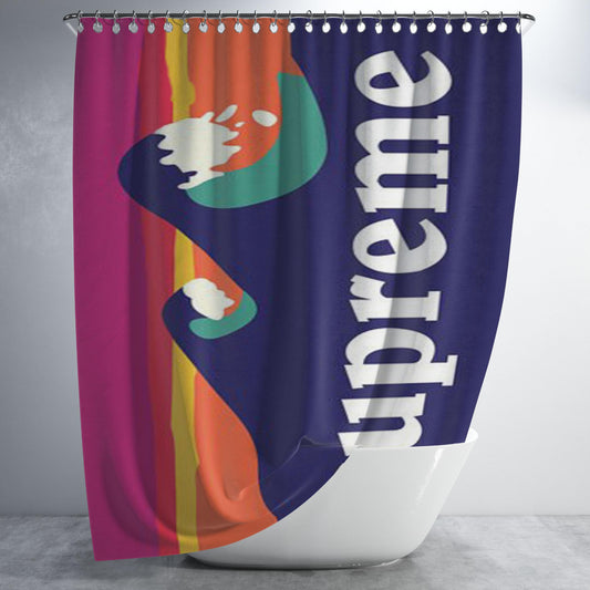 Supreme Waves Bathroom Shower Curtain Fabric Waterproof | 66 X 72 Inch
