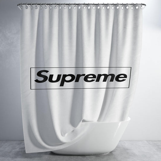 Supreme White Bathroom Shower Curtain Fabric Waterproof | 66 X 72 Inch