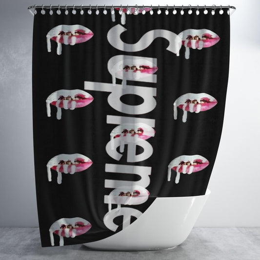 Supreme X Kylie Jenner Lips Logo Bathroom Shower Curtain Fabric Waterproof | 66 X 72 Inch