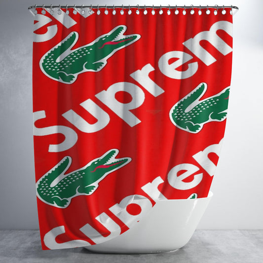 Supreme X Lacoste Bathroom Shower Curtain Fabric Waterproof | 66 X 72 Inch