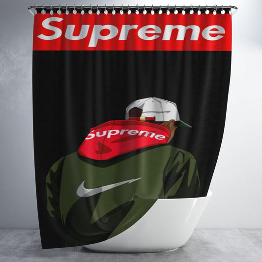 Supreme X Nike Bathroom Shower Curtain Fabric Waterproof | 66 X 72 Inch