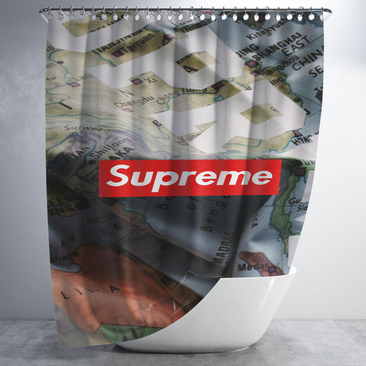 Supreme X North Face Bathroom Shower Curtain Fabric Waterproof | 66 X 72 Inch