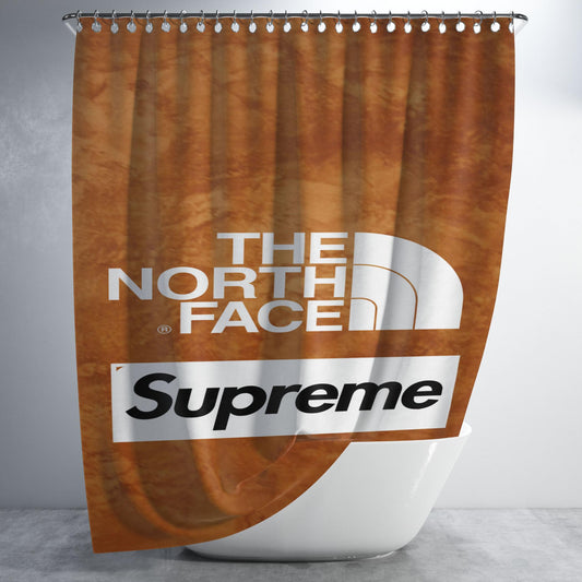 The North Face Supreme Wood Background Bathroom Shower Curtain Fabric Waterproof | 66 X 72 Inch