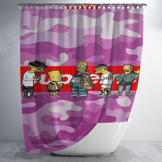 The Simpson Supreme Family Bathroom Shower Curtain Fabric Waterproof | 66 X 72 Inch