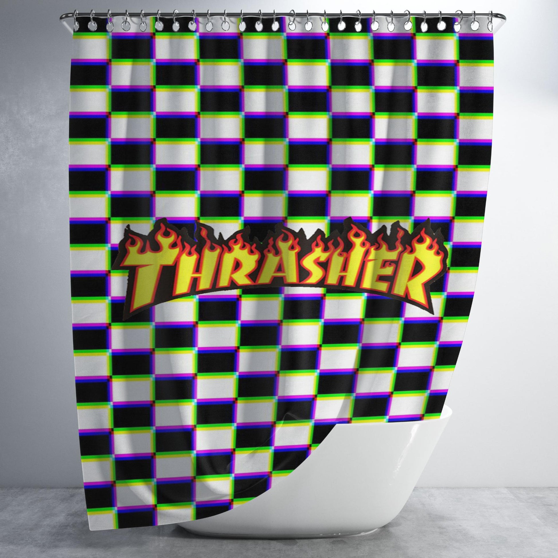 Thrasher Chess Bathroom Shower Curtain Fabric Waterproof | 66 X 72 Inch