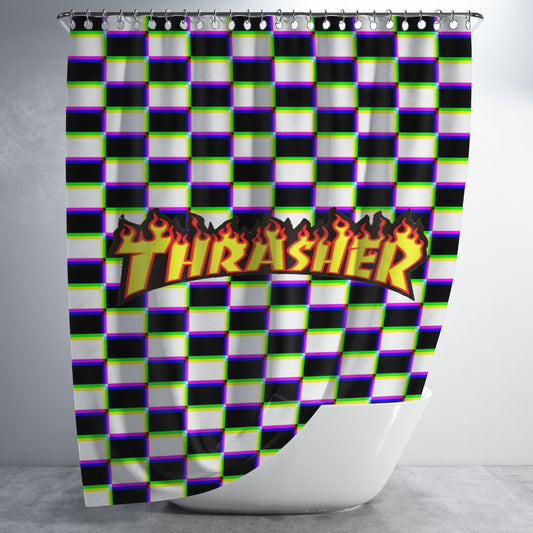 Thrasher Chess Bathroom Shower Curtain Fabric Waterproof | 66 X 72 Inch