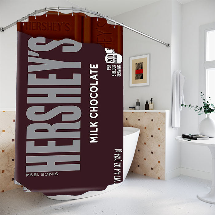 Hershey Milk Chocolate Candy Bar Xl Bathroom Shower Curtain Fabric Waterproof