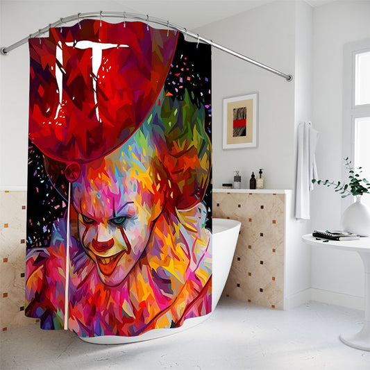 It Clown Pennywise Balloon Bathroom Shower Curtain Fabric Waterproof