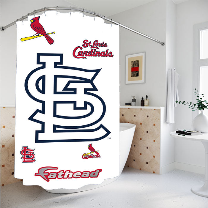 Mlb St Louis Cardinals Logo Bathroom Shower Curtain Fabric Waterproof