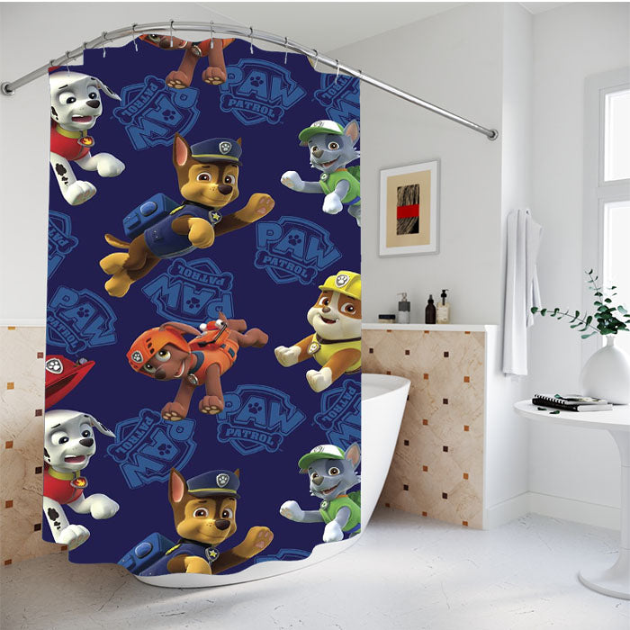Paw Patrol Dogs Pattern Characters Bathroom Shower Curtain Fabric Waterproof | 66 X 72 Inch