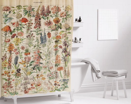 Adolphe Millot'S Flowers Chart Bathroom Shower Curtain