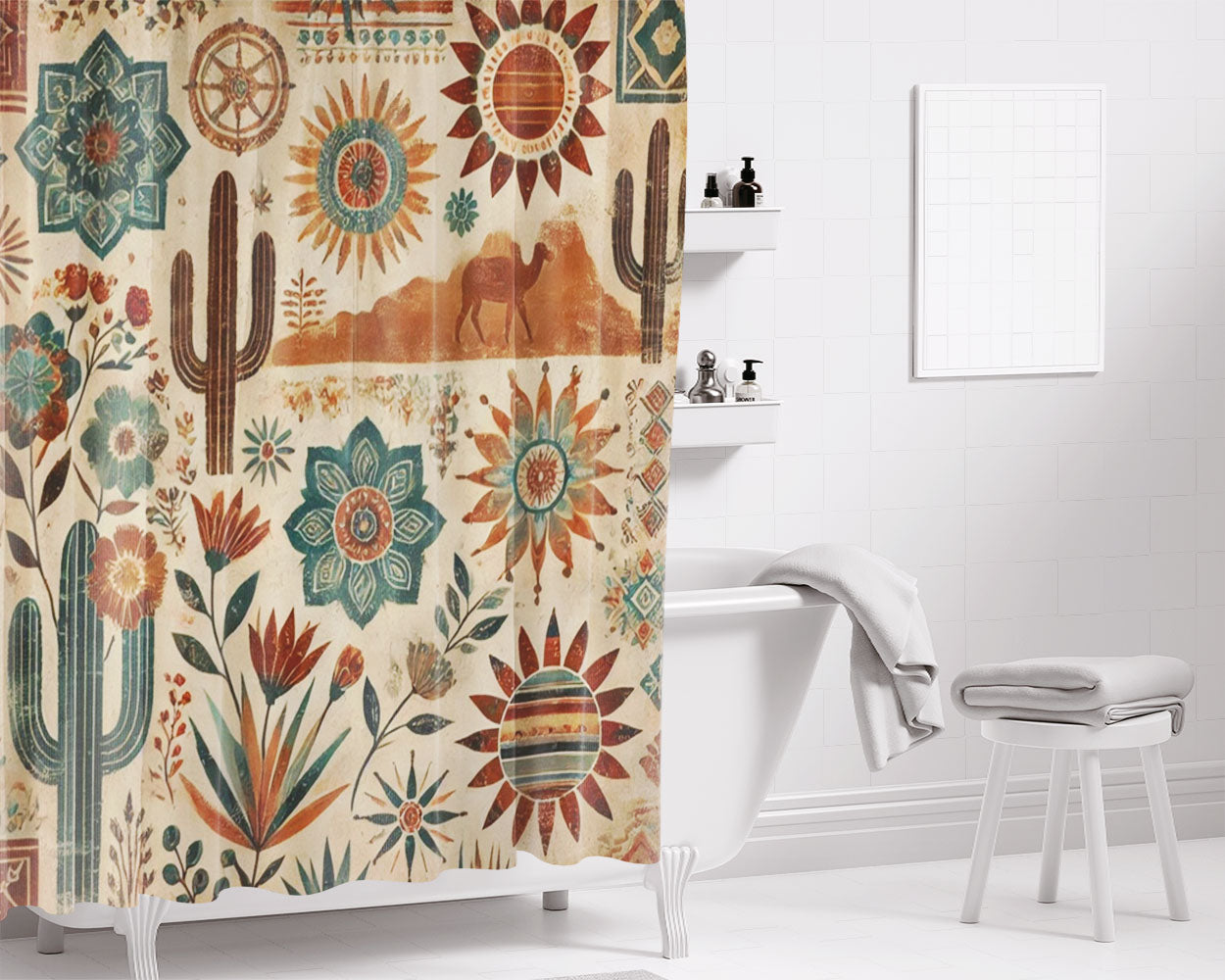 Bohemian Desert Bathroom Shower Curtain Fabric Waterproof | 66 X 72 Inch