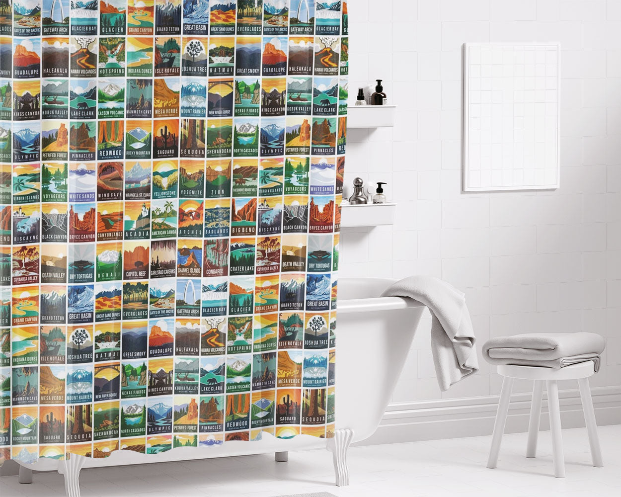 National Park Bathroom Shower Curtain Fabric Waterproof | 66 X 72 Inch