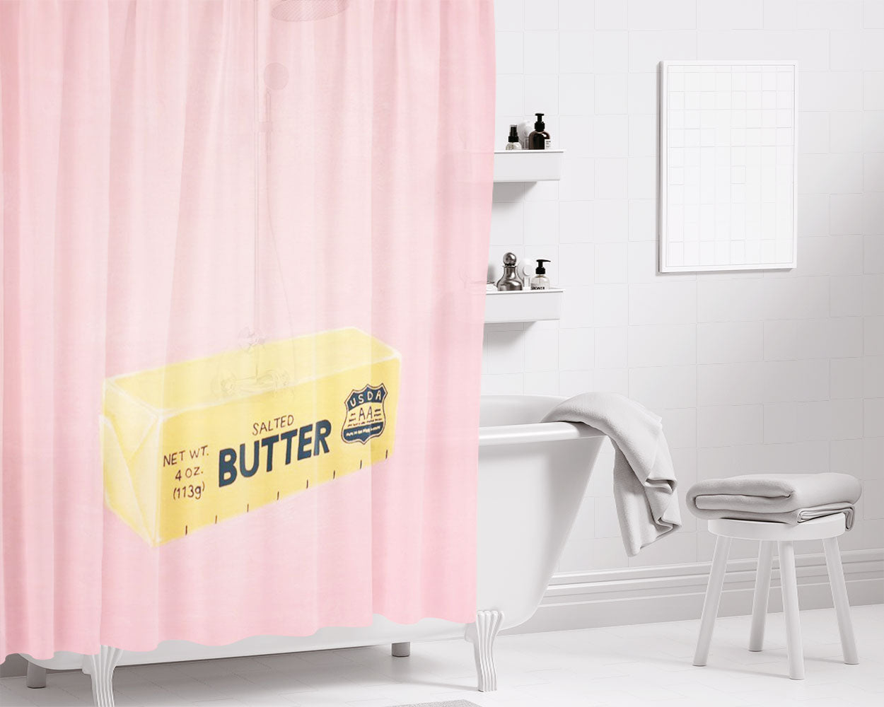 The Butter The Better Bathroom Shower Curtain Fabric Waterproof | 66 X 72 Inch