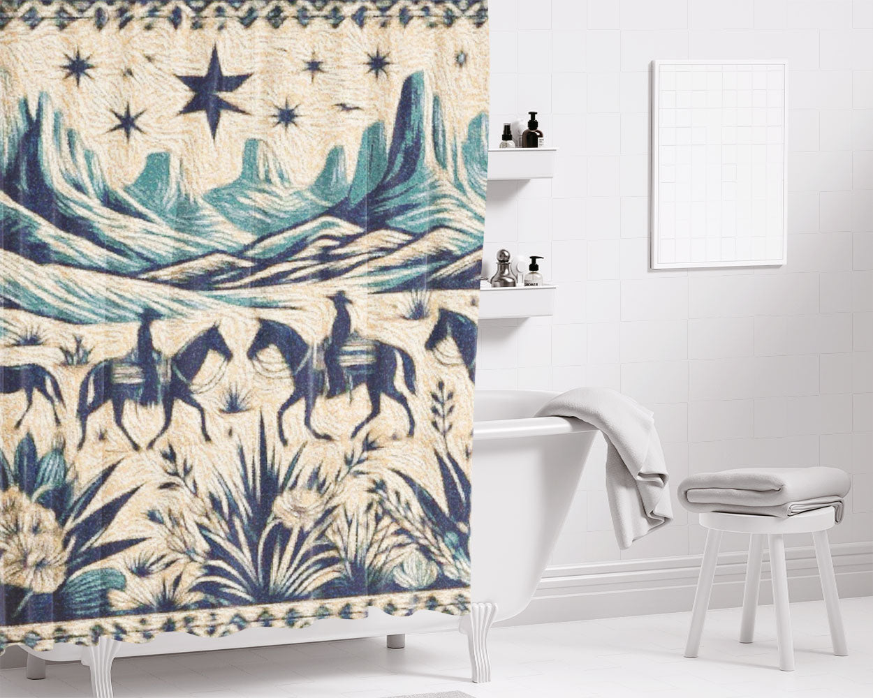 Western Desert Stars Bathroom Shower Curtain Fabric Waterproof | 66 X 72 Inch
