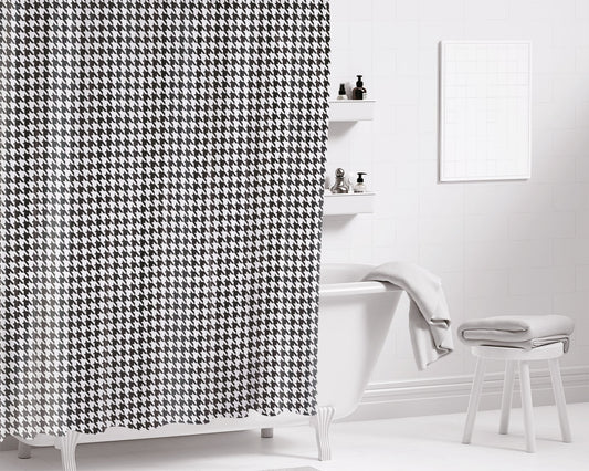 Black And White Fabric Bathroom Shower Curtain Fabric Waterproof | 66 X 72 Inch