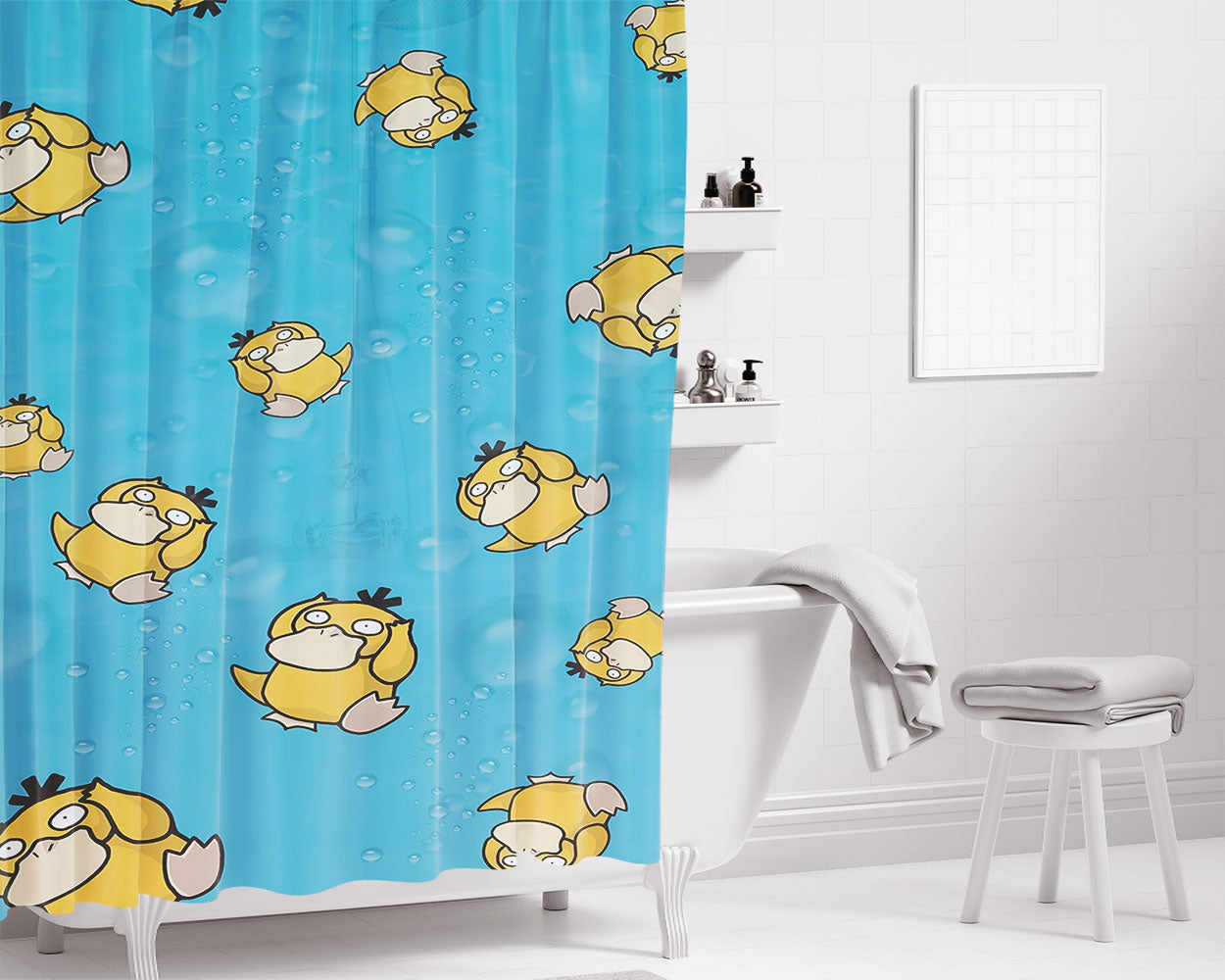 Psyduck Bathroom Shower Curtain Fabric Waterproof | 66 X 72 Inch
